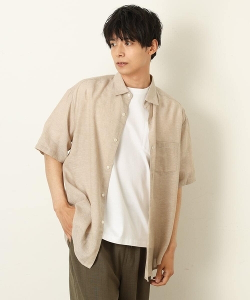 a.v.v（アーヴェヴェ）の「【S-XXL】ハイブリッドリネンワイドシルエットシャツ（シャツ/ブラウス・メンズ・ネイビー/ミント/ボルドー/ベージュ/ブルー・48/50/44/46/52）」の16枚目の写真