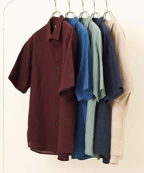 a.v.v（アーヴェヴェ）の「【S-XXL】ハイブリッドリネンワイドシルエットシャツ（シャツ/ブラウス・メンズ・ネイビー/ミント/ボルドー/ベージュ/ブルー・48/50/44/46/52）」の6枚目の写真