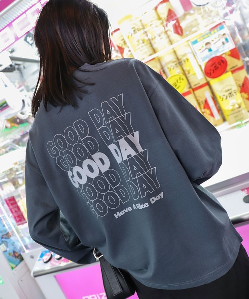 ZIP FIVE（ジップファイブ）の「【ZIP FIVE】LOOSE LOGO L/S T-SHIRT /ロゴオーバーサイズ長袖Tシャツ（Tシャツ/カットソー・メンズ・ホワイト/ブラック/ネイビー/グリーン/チャコール・MEDIUM/LARGE/X-LARGE）」の4枚目の写真