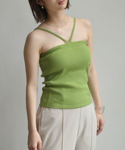 RETRO GIRL（レトロガール）の「デザインテレコキャミ（キャミソール・レディース・ホワイト/ブラック/ピンク/グリーン・FREE）」の4枚目の写真