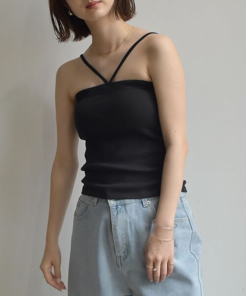 RETRO GIRL（レトロガール）の「デザインテレコキャミ（キャミソール・レディース・ホワイト/ブラック/ピンク/グリーン・FREE）」の3枚目の写真