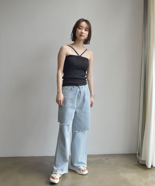 RETRO GIRL（レトロガール）の「デザインテレコキャミ（キャミソール・レディース・ホワイト/ブラック/ピンク/グリーン・FREE）」の13枚目の写真