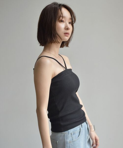 RETRO GIRL（レトロガール）の「デザインテレコキャミ（キャミソール・レディース・ホワイト/ブラック/ピンク/グリーン・FREE）」の8枚目の写真