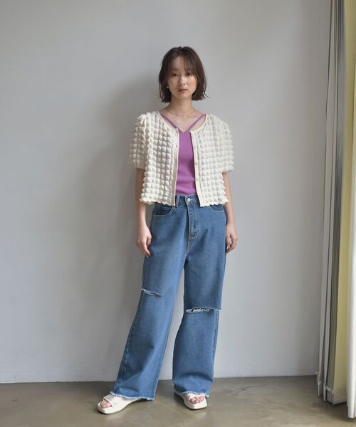 RETRO GIRL（レトロガール）の「デザインテレコキャミ（キャミソール・レディース・ホワイト/ブラック/ピンク/グリーン・FREE）」の9枚目の写真