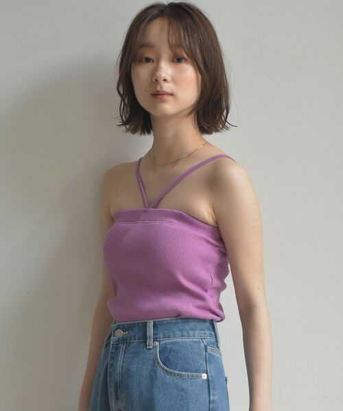 RETRO GIRL（レトロガール）の「デザインテレコキャミ（キャミソール・レディース・ホワイト/ブラック/ピンク/グリーン・FREE）」の21枚目の写真