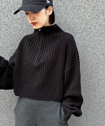 feepur | 【ハンドウォッシャブル】ハーフジップクロップドニット(ニット/セーター)