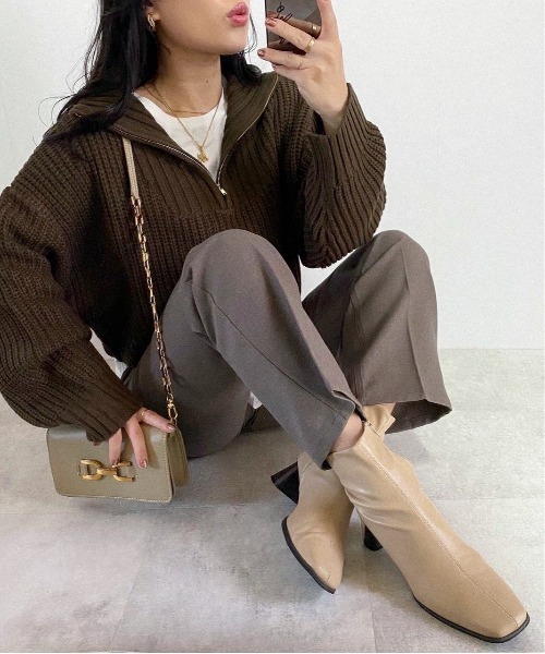 feepur（フェピュール）の「【ハンドウォッシャブル】ハーフジップクロップドニット（ニット/セーター・レディース・ブラック/ブラウン/オフホワイト/グレー系その他・MEDIUM）」の15枚目の写真