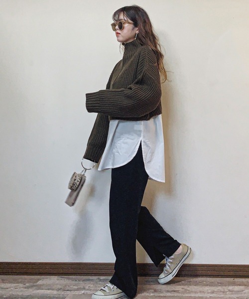 feepur（フェピュール）の「【ハンドウォッシャブル】ハーフジップクロップドニット（ニット/セーター・レディース・ブラック/ブラウン/オフホワイト/グレー系その他・MEDIUM）」の11枚目の写真