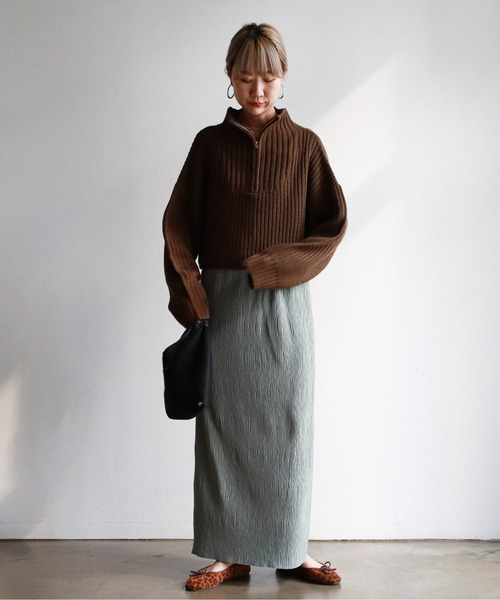 feepur（フェピュール）の「【ハンドウォッシャブル】ハーフジップクロップドニット（ニット/セーター・レディース・ブラック/ブラウン/オフホワイト/グレー系その他・MEDIUM）」の16枚目の写真