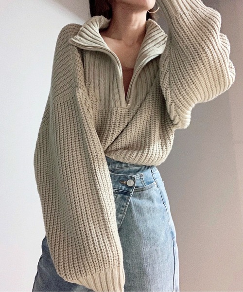 feepur（フェピュール）の「【ハンドウォッシャブル】ハーフジップクロップドニット（ニット/セーター・レディース・ブラック/ブラウン/オフホワイト/グレー系その他・MEDIUM）」の22枚目の写真