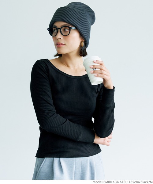 coca（coca）（コカ）の「細リブトップス（Tシャツ/カットソー・レディース・ホワイト/ブラック/グレー・S/M/L）」の10枚目の写真