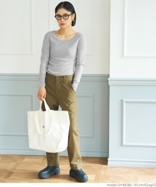 coca（coca）（コカ）の「細リブトップス（Tシャツ/カットソー・レディース・ホワイト/ブラック/グレー・S/M/L）」の15枚目の写真