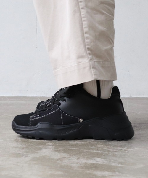 Alpinus（アルピナス）の「Alpinus - leather combi secretsole sneakers/レザーコンビシークレットソールスニーカー（スニーカー・メンズ・ホワイト/ブラック・SMALL/MEDIUM/LARGE）」の5枚目の写真