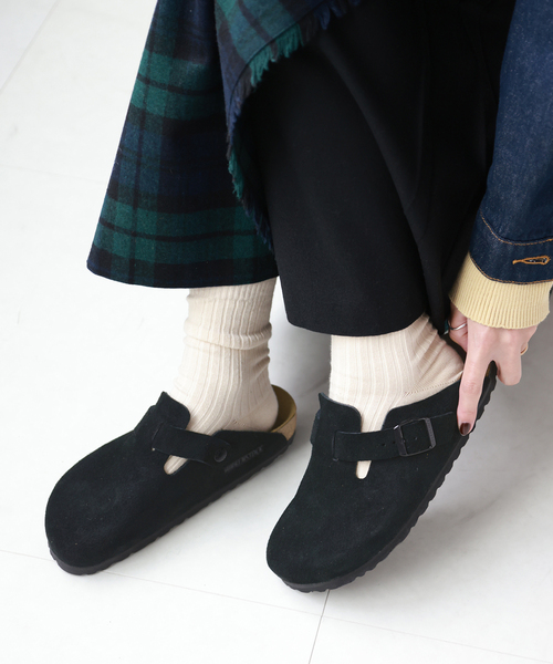 BIRKENSTOCK（ビルケンシュトック）の「【BIRKENSTOCK/ビルケンシュトック】 BOSTON SUEDE LEATHER（スリッポン・レディース・ブラック/ベージュ・37/39/38/36）」の2枚目の写真