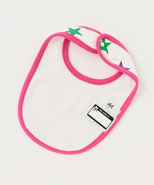 X-girl Stages（エックスガールステージス）の「星総柄スタイ（スタイ/よだれかけ・キッズ・オフホワイト/ピンク・FREE）」の3枚目の写真