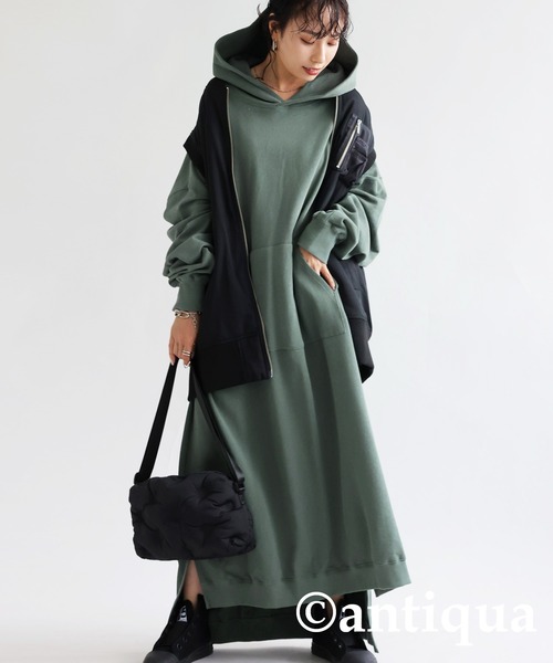 antiqua（アンティカ）の「オーバーサイズスウェットワンピース（ワンピース・レディース・アッシュグレー/ブラック/グリーン・FREE）」の15枚目の写真