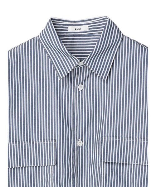 koe(コエ)の「ジェンダーレスストライプシャツ*(シャツ/ブラウス・レディース・ホワイト/ネイビー/サックスブルー・M/L)」の12枚目の写真