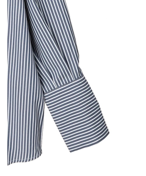 koe(コエ)の「ジェンダーレスストライプシャツ*(シャツ/ブラウス・レディース・ホワイト/ネイビー/サックスブルー・M/L)」の7枚目の写真