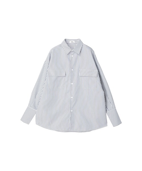 koe(コエ)の「ジェンダーレスストライプシャツ*(シャツ/ブラウス・レディース・ホワイト/ネイビー/サックスブルー・M/L)」の21枚目の写真