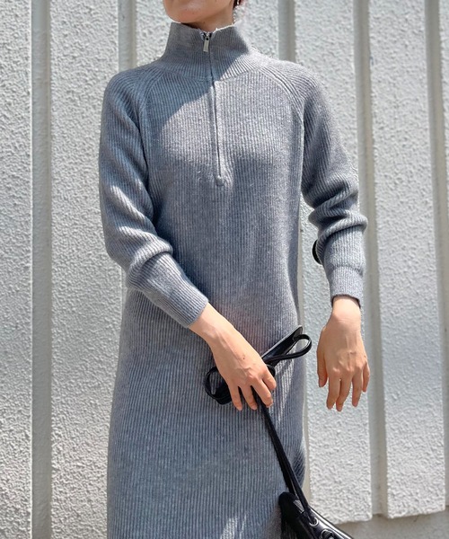 Jewelobe（ジュエローブ）の「ハーフジップセミタイトニットワンピース（ワンピース・レディース・ブラック/ピンク/アイボリー/杢グレー・FREE）」の20枚目の写真