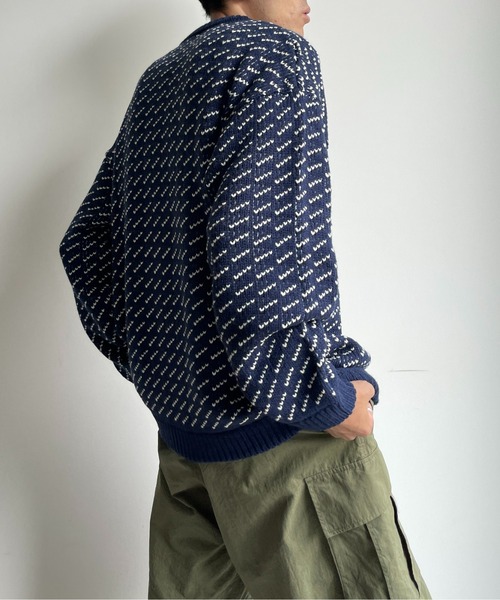 CPCM（シーピーシーエム）の「バーズアイクルーネックニット（ニット/セーター・メンズ・ネイビー/ブラウン/アイボリー・MEDIUM/LARGE）」の11枚目の写真