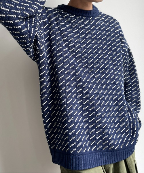 CPCM（シーピーシーエム）の「バーズアイクルーネックニット（ニット/セーター・メンズ・ネイビー/ブラウン/アイボリー・MEDIUM/LARGE）」の10枚目の写真