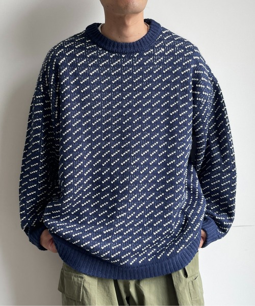 CPCM（シーピーシーエム）の「バーズアイクルーネックニット（ニット/セーター・メンズ・ネイビー/ブラウン/アイボリー・MEDIUM/LARGE）」の7枚目の写真