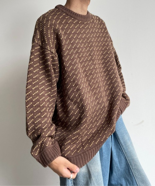 CPCM（シーピーシーエム）の「バーズアイクルーネックニット（ニット/セーター・メンズ・ネイビー/ブラウン/アイボリー・MEDIUM/LARGE）」の22枚目の写真