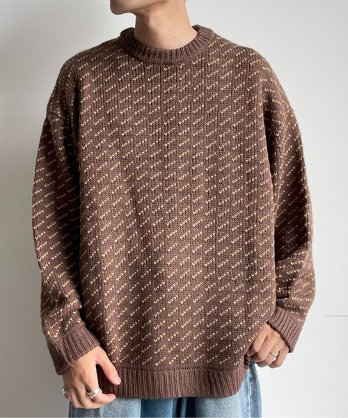 CPCM（シーピーシーエム）の「バーズアイクルーネックニット（ニット/セーター・メンズ・ネイビー/ブラウン/アイボリー・MEDIUM/LARGE）」の21枚目の写真