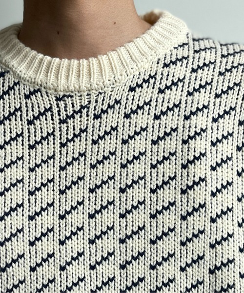 CPCM（シーピーシーエム）の「バーズアイクルーネックニット（ニット/セーター・メンズ・ネイビー/ブラウン/アイボリー・MEDIUM/LARGE）」の20枚目の写真