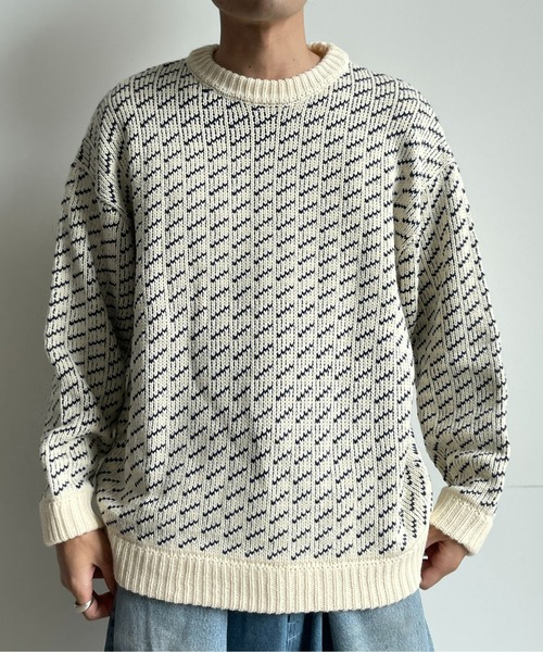 CPCM（シーピーシーエム）の「バーズアイクルーネックニット（ニット/セーター・メンズ・ネイビー/ブラウン/アイボリー・MEDIUM/LARGE）」の15枚目の写真