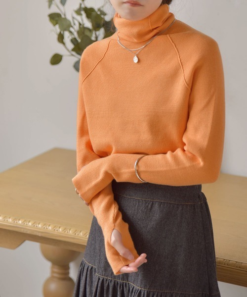 Bab（バブ）の「リンキングハイネックニットトップス（ニット/セーター・レディース・チャコールグレー/オレンジ/アイボリー/ピンク/ベージュ/ブラック・FREE）」の22枚目の写真