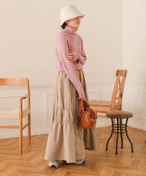 Bab（バブ）の「リンキングハイネックニットトップス（ニット/セーター・レディース・チャコールグレー/オレンジ/アイボリー/ピンク/ベージュ/ブラック・FREE）」の21枚目の写真