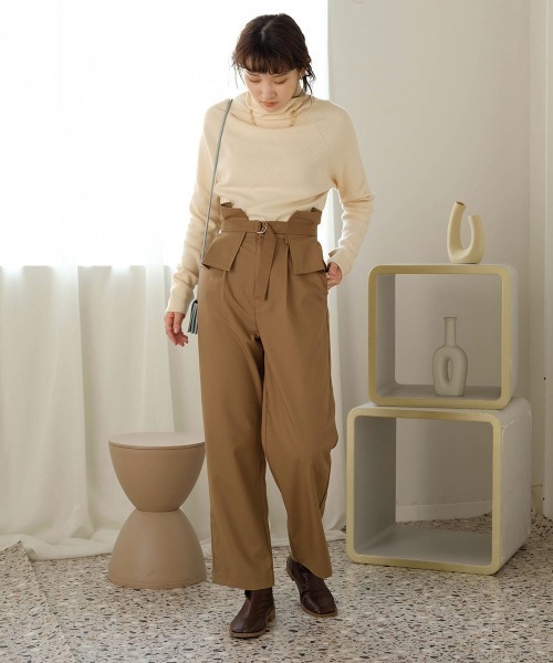 Bab（バブ）の「リンキングハイネックニットトップス（ニット/セーター・レディース・チャコールグレー/オレンジ/アイボリー/ピンク/ベージュ/ブラック・FREE）」の10枚目の写真