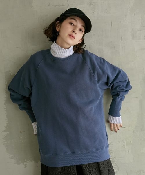 eL（エル）の「【eL】Vintage Sweatshirt/170845（スウェット・レディース・チャコールグレー/ネイビー/オートミール/ミント・FREE）」の4枚目の写真