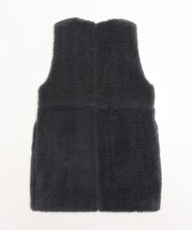 未使用タグ付き✨現行✨スリードッツ　エコファー　ベスト　ボア　黒　S セール】 Men's upcycle eco fur zip vest （その他アウター）｜three