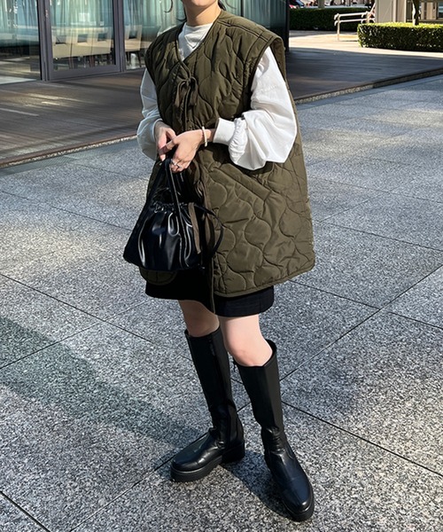 kutir（クティール）の「2wayリボンキルティングブルゾン（ブルゾン・レディース・ブラック/アイボリー/カーキ・FREE）」の13枚目の写真