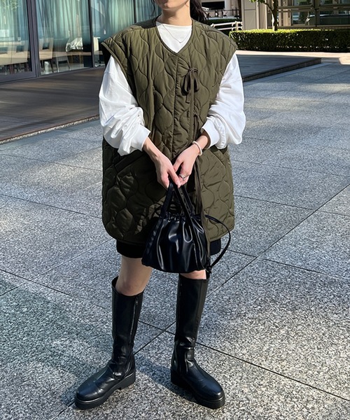 kutir（クティール）の「2wayリボンキルティングブルゾン（ブルゾン・レディース・ブラック/アイボリー/カーキ・FREE）」の12枚目の写真