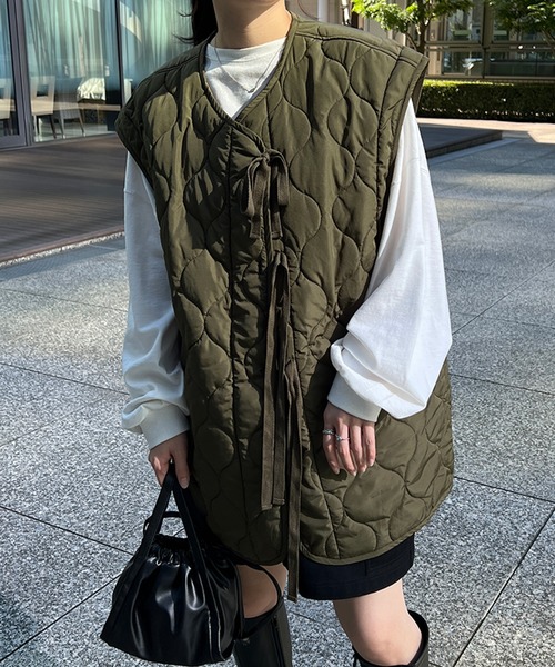 kutir（クティール）の「2wayリボンキルティングブルゾン（ブルゾン・レディース・ブラック/アイボリー/カーキ・FREE）」の9枚目の写真