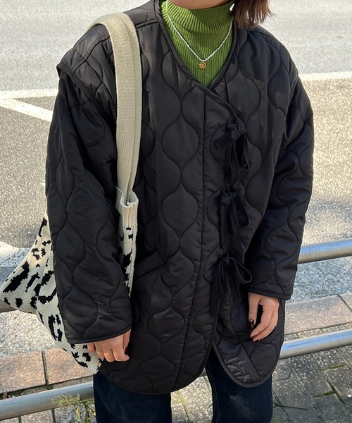 kutir（クティール）の「2wayリボンキルティングブルゾン（ブルゾン・レディース・ブラック/アイボリー/カーキ・FREE）」の15枚目の写真