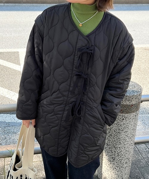 kutir（クティール）の「2wayリボンキルティングブルゾン（ブルゾン・レディース・ブラック/アイボリー/カーキ・FREE）」の16枚目の写真