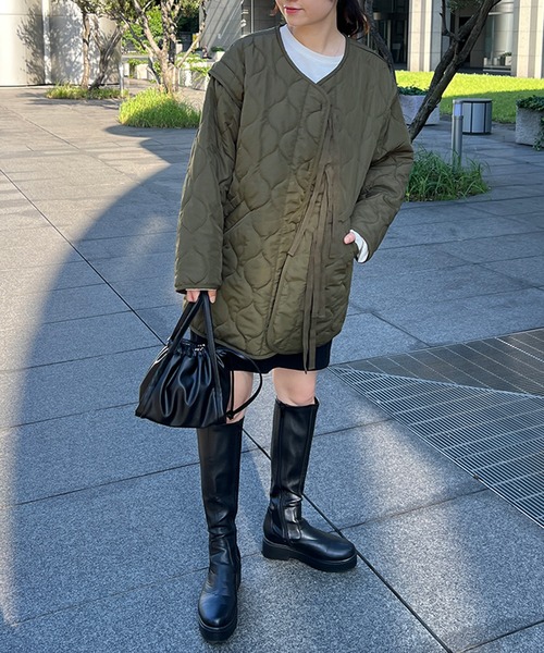 kutir（クティール）の「2wayリボンキルティングブルゾン（ブルゾン・レディース・ブラック/アイボリー/カーキ・FREE）」の6枚目の写真