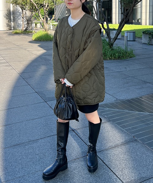 kutir（クティール）の「2wayリボンキルティングブルゾン（ブルゾン・レディース・ブラック/アイボリー/カーキ・FREE）」の7枚目の写真