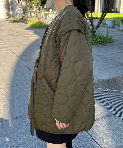 kutir（クティール）の「2wayリボンキルティングブルゾン（ブルゾン・レディース・ブラック/アイボリー/カーキ・FREE）」の4枚目の写真