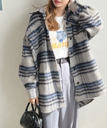 シャギーチェックビッグシャツアウター