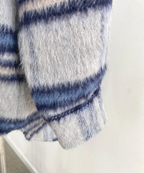 Futier land（フューティアランド）の「シャギーチェックビッグシャツアウター（ブルゾン・レディース・ブルー/アイボリー・MEDIUM）」の17枚目の写真