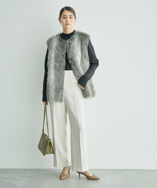 ROPE'（ロペ）の「ダブルクロスサイドゴムストレートワイドパンツ（その他パンツ・レディース・ピンク系その他2/オフホワイト/ネイビー/ブルー系その他4・36/40/38）」の5枚目の写真