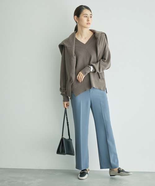 ROPE'（ロペ）の「ダブルクロスサイドゴムストレートワイドパンツ（その他パンツ・レディース・ピンク系その他2/オフホワイト/ネイビー/ブルー系その他4・36/40/38）」の7枚目の写真