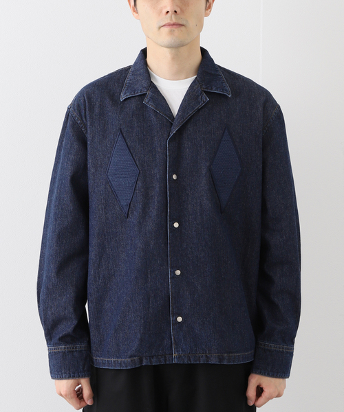 KUON（クオン）の「【KUON / クオン】別注 SAKIORI WAPPEN DENIM SHIRTS（シャツ/ブラウス・メンズ・ブルー/ブラック・SMALL/MEDIUM/LARGE/X-LARGE）」の3枚目の写真