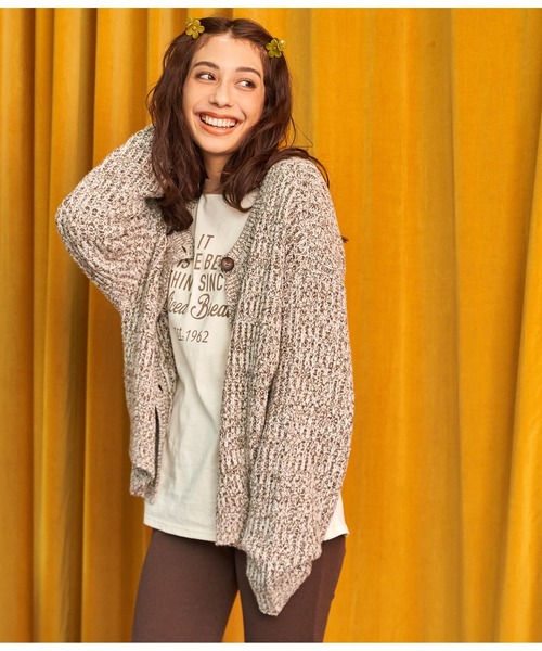 anap mimpi（アナップミンピ）の「前後2WAYトリコロールヤーンニットカーディガン（カーディガン/ボレロ・レディース・ブラウン/パープル/オレンジ・FREE）」の2枚目の写真